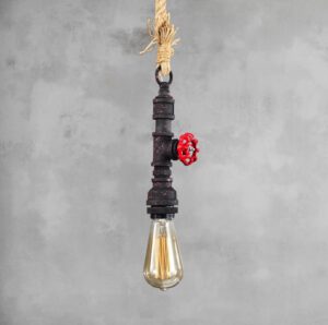Touw Lamp Vintage - Metalen waterpijp & Lamp