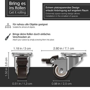 Zwenkwielen Metaal met rem set van 2 + 2 - 25mm