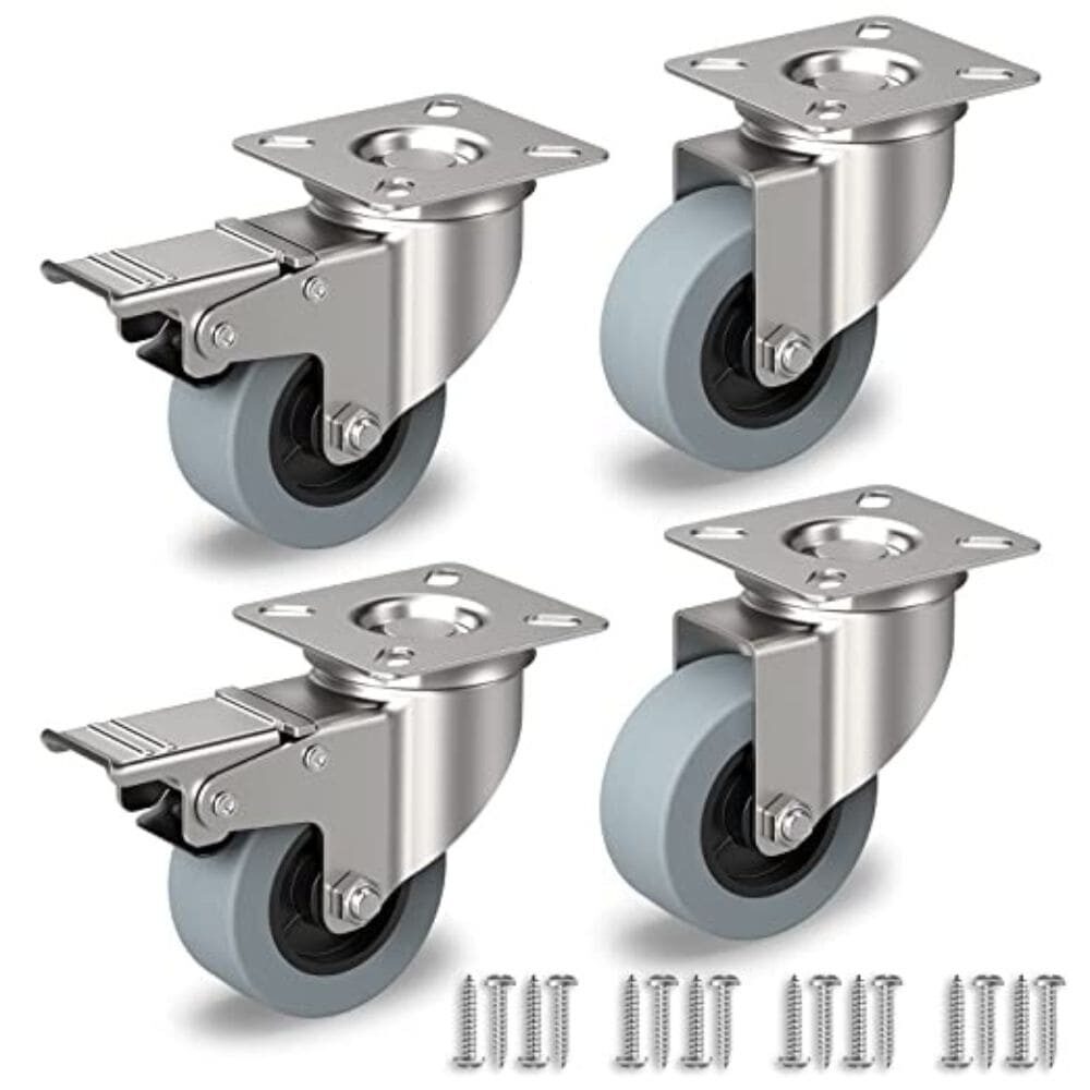 Zwenkwielen Metaal met rem set van 2 + 2 - 50mm