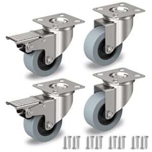 Zwenkwielen Metaal met rem set van 2 + 2 - 50mm