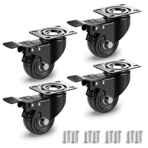 Zwenkwielen Zwart met rem set van 4 - 50mm